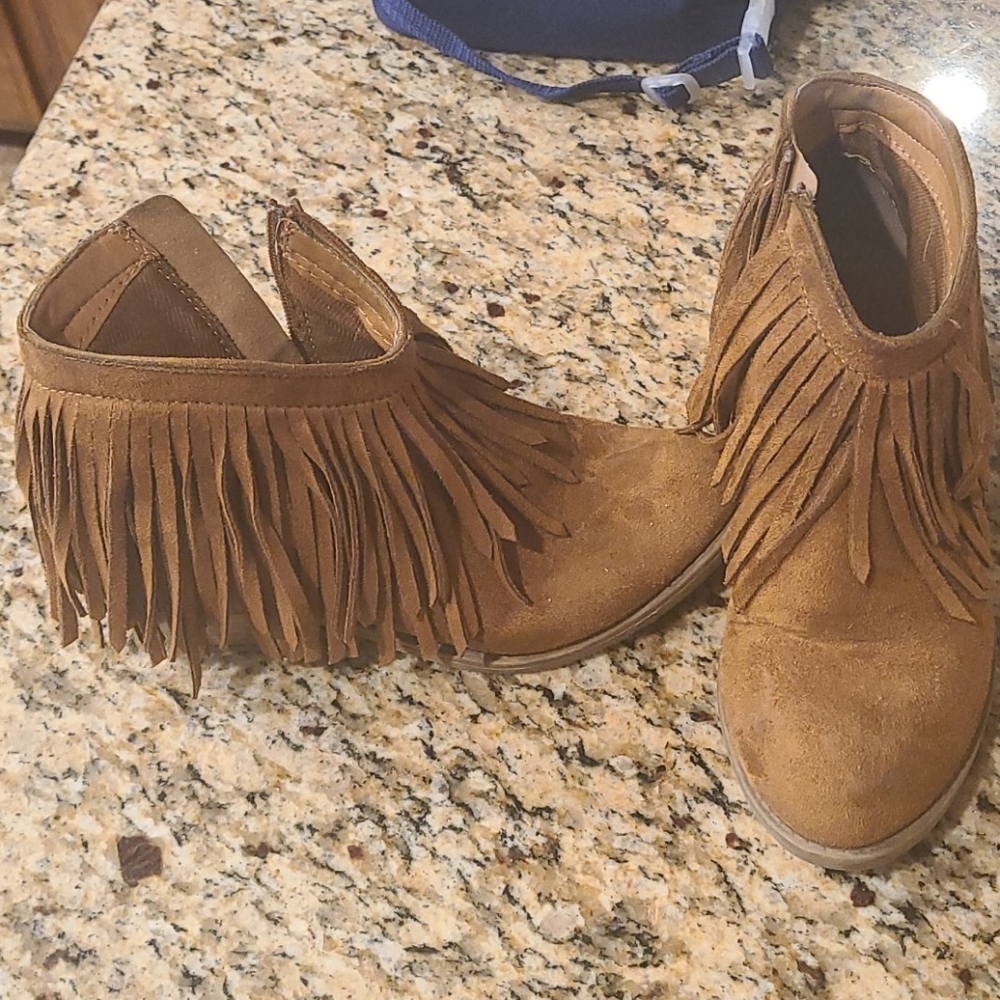 Fringe ankle boots